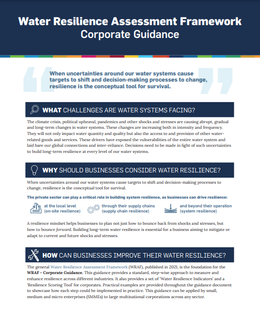 Water Resilience Assessment Framework – A stepwise approach to building ...