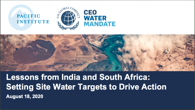 Webinar: Lessons from India and South Africa: Setting Site Water ...