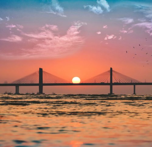 Mumbai Bridge over calm waters
