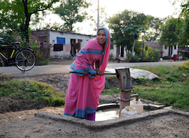 Sapna and Kanchan collect data on water usage from their village.