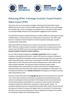 Reframing NPWI: A Strategic Evolution Toward Positive Water Impact (PWI)